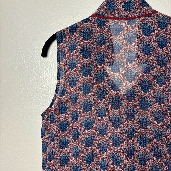 CAbi Fan Collar Sleeveless Blouse Floral Sheer Button-Down Women's Small #3620 - Picture 13 of 16